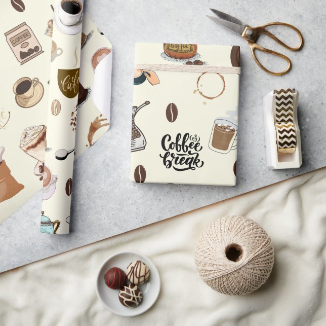 Coffee drink espresso cappuccino latte cute wrapping paper (Crafts)