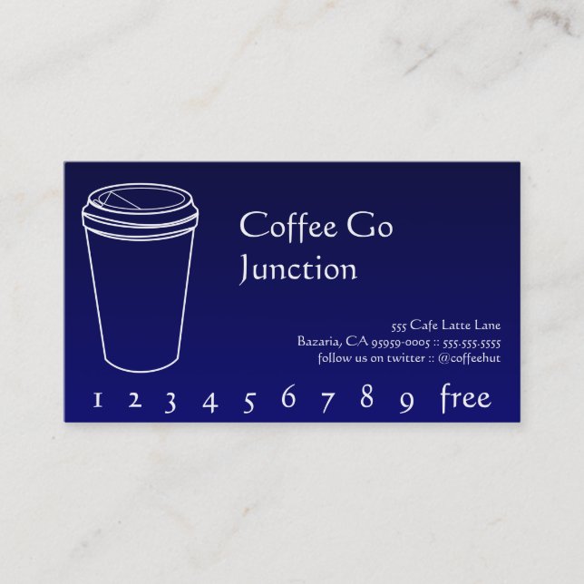 Coffee Drink Punch / Loyalty Card Gradient Blue (Front)