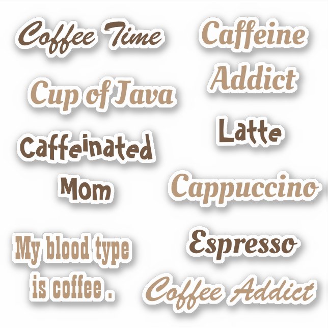 Coffee drinkers words art vinyl stickers pack (Front)