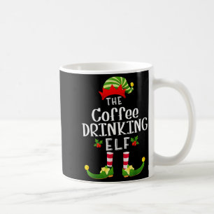 Coffee Drinking Christmas Elf Matching Pajama X-ma Coffee Mug
