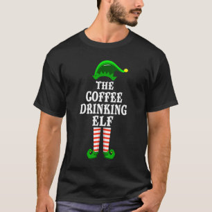 Coffee Drinking Elf Family Group Matching Christma T-Shirt