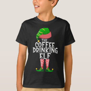 Coffee Drinking Elf Matching Family Christmas Paja T-Shirt