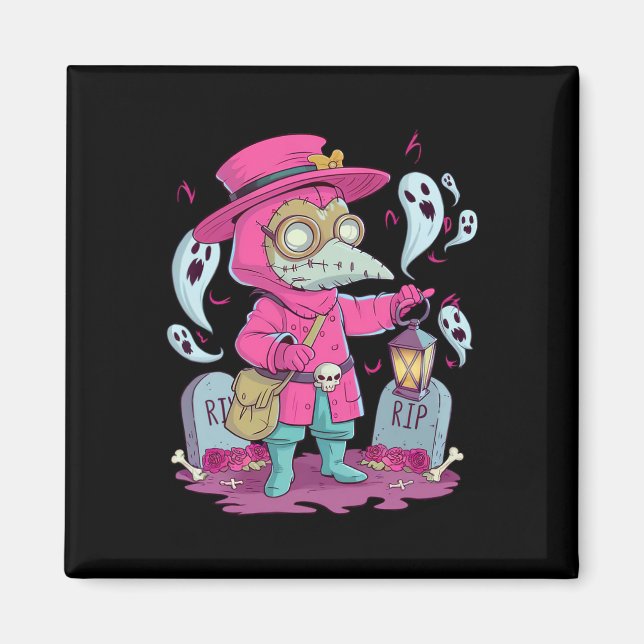 Coffee Drinking Skeleton Lazy Diy Halloween Costum Magnet (Front)