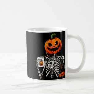 Coffee Drinking Skeleton Pumpkin Halloween Costume Coffee Mug