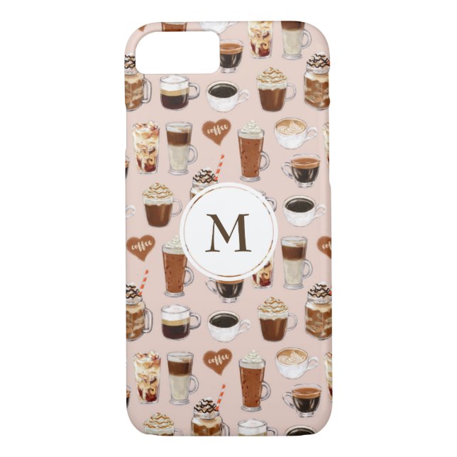 Coffee Drinks and Desserts Pattern Case-Mate iPhone Case (Back)