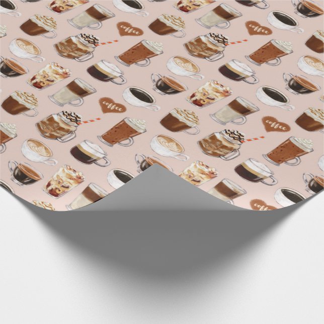 Coffee Drinks and Desserts Pattern Wrapping Paper (Corner)