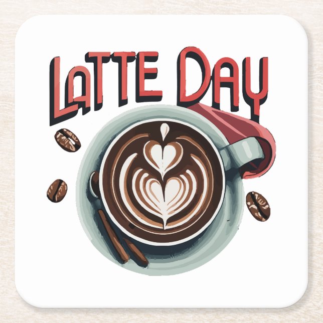 Coffee Drinks Square Paper Coaster (Front)