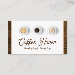 Coffee Drinks Top View Wood Trim Punch Card