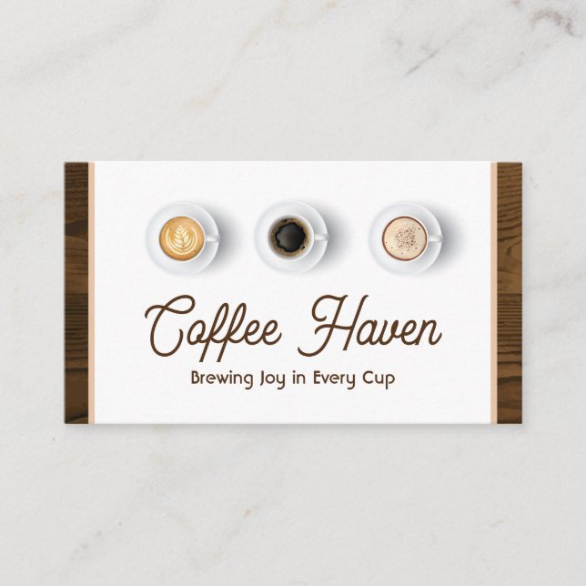 Coffee Drinks Top View | Wood Trim | Punch Card (Front)