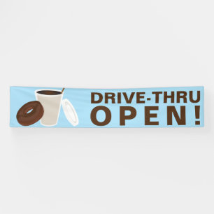 Coffee Drive Thru Open Banner