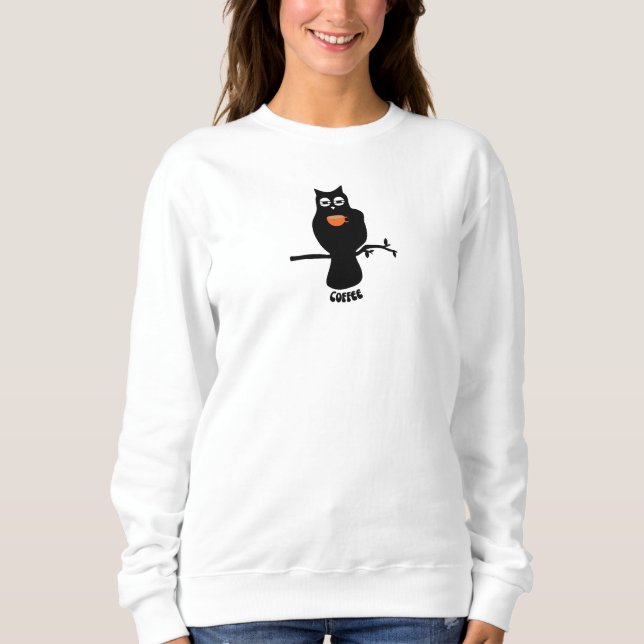 Coffee Droopy Eyed Owl Sweatshirt (Front)