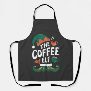 Coffee Elf Christmas Funny Caffeine Xmas Lovers Apron