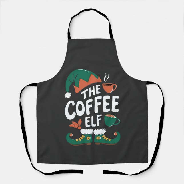 Coffee Elf Christmas Funny Caffeine Xmas Lovers   Apron (Front)