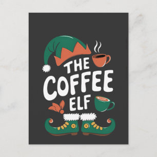 Coffee Elf Christmas Funny Caffeine Xmas Lovers Holiday Postcard