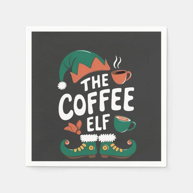 Coffee Elf Christmas Funny Caffeine Xmas Lovers   Napkin (Front)