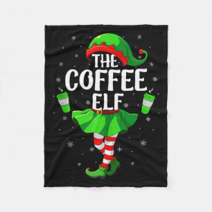 Coffee Elf Christmas Girls Women Elf Squad Xmas Fa Fleece Blanket