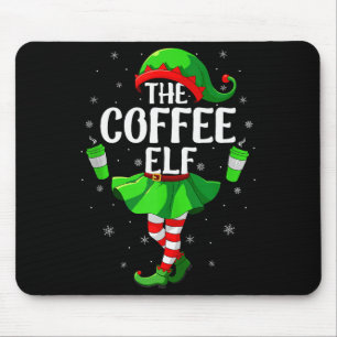 Coffee Elf Christmas Girls Women Elf Squad Xmas Fa Mouse Mat
