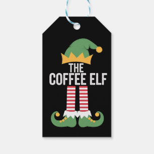 Coffee Elf Family Matching Group Christmas Gift Tags
