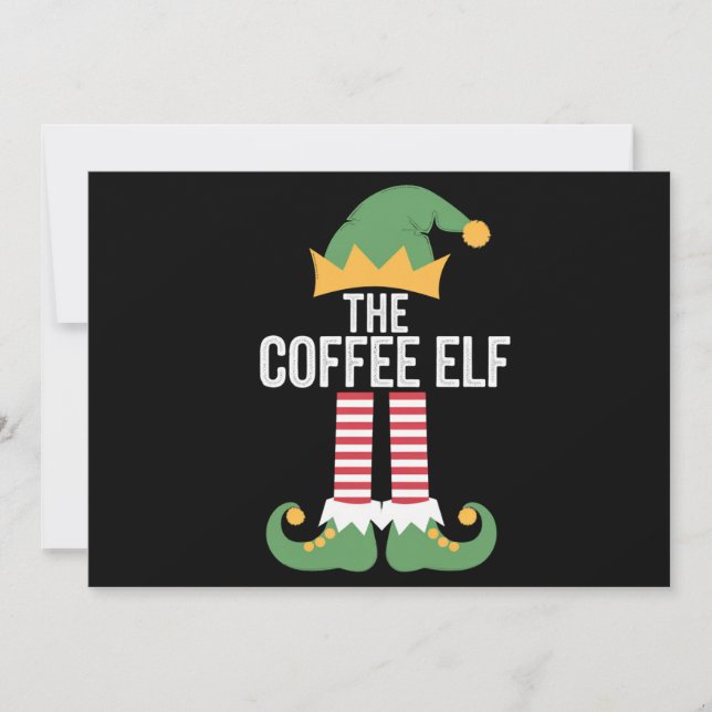 Coffee Elf Family Matching Group Christmas Holiday Card (Front)