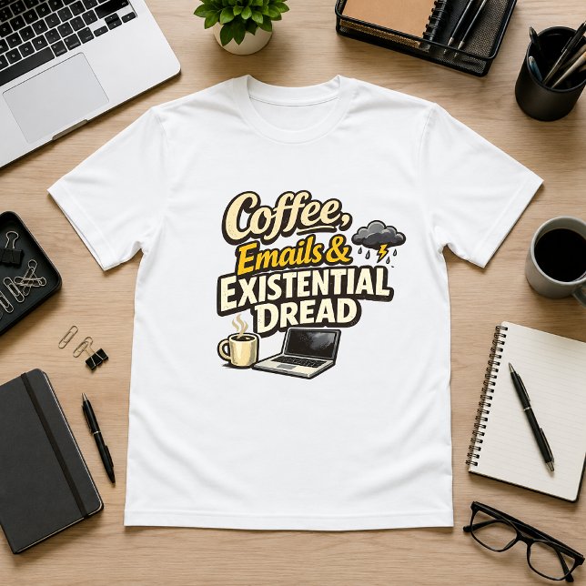 Coffee, Emails & Existential Dread Office Humour  T-Shirt (Creator Uploaded)