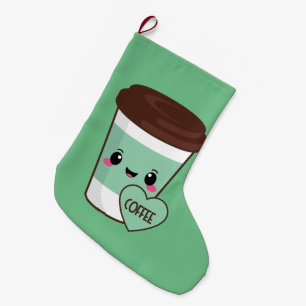 Coffee Emoji Lover Large Christmas Stocking