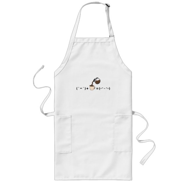 Coffee Equals Happy Mood Minimalist Art Long Apron (Front)