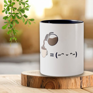 Coffee Equals Happy Mood Minimalist Art Two-Tone Coffee Mug