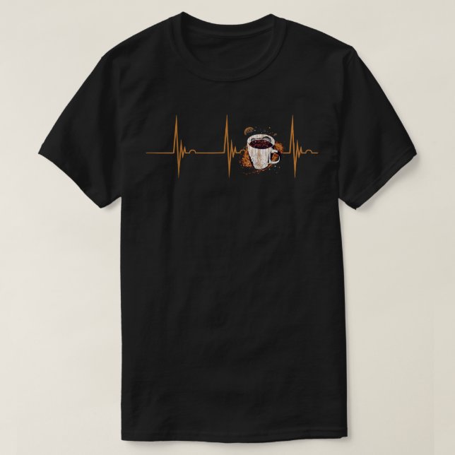 Coffee Espresso Heartbeat EKG Pulse Universe Coffe T-Shirt (Design Front)