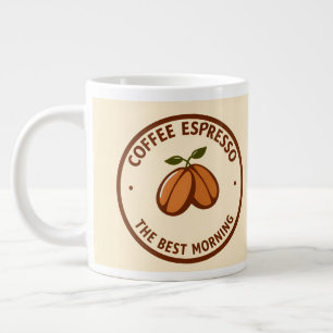 Coffee Espresso Label With Morning-Themed Design Large Coffee Mug
