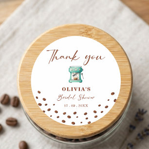 Coffee Espresso Machine Bridal Shower Thank You Classic Round Sticker