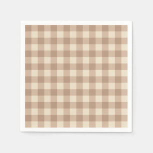 Coffee Esthetic Beige and White Gingham Pattern Napkin