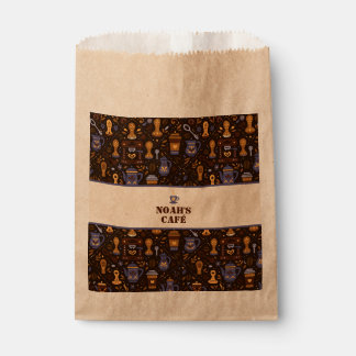 Coffee favor bags — kraft with folk coffee bands