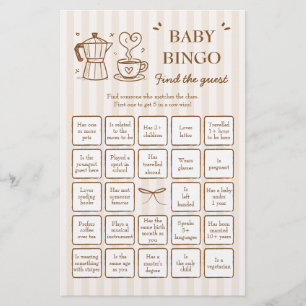 Coffee Find the Guest Baby Bingo Game