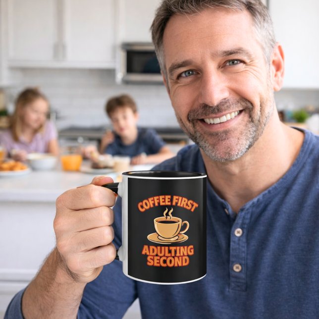 Coffee first adulting second quote humour mug (Creator Uploaded)