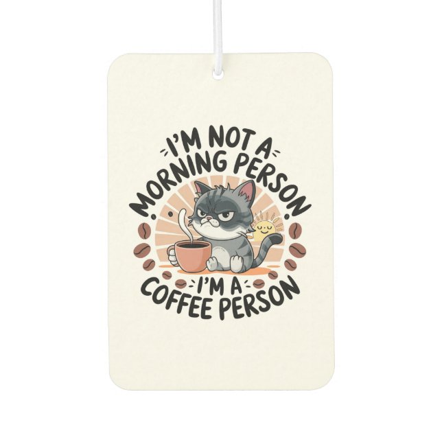 Coffee-First Attitude Fun Cat Design Car Air Freshener (Front)