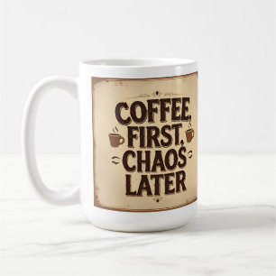 Coffee First Chaos Later – Retro Funny Quote Desig Mug