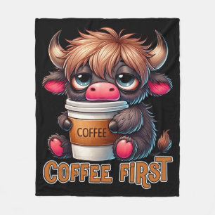 Coffee First Coffee Lover Gifts  Fleece Blanket