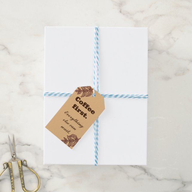 Coffee First Everything Can Wait Gift Tag (With Twine)