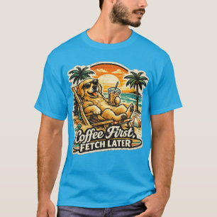 Coffee First Fetch Later Golden Retriever T-Shirt