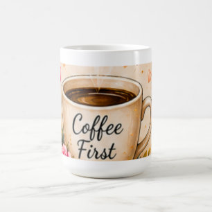 Coffee First Floral Coffee Lover Mug