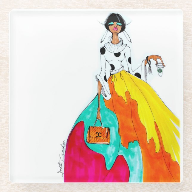 Coffee First Glass Coaster (Front)