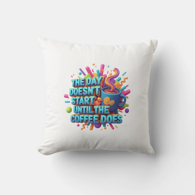 Coffee First Morning Sticker Cushion (Front)