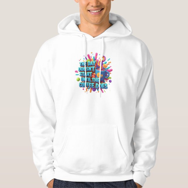Coffee First Morning Sticker Hoodie (Front)