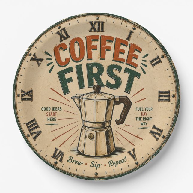 Coffee First  Paper Plate (Front)