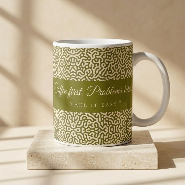 Coffee First Problems Later Personalised Mug (Coffee First Problems Later Personalized Mug - Funny Coffee Mug)