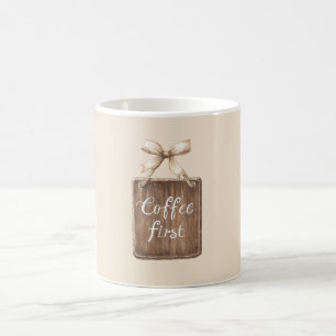 Coffee First Sign Bow Mug