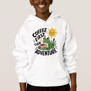Coffee First Then Adventure – Cute Quirky Fun Frog