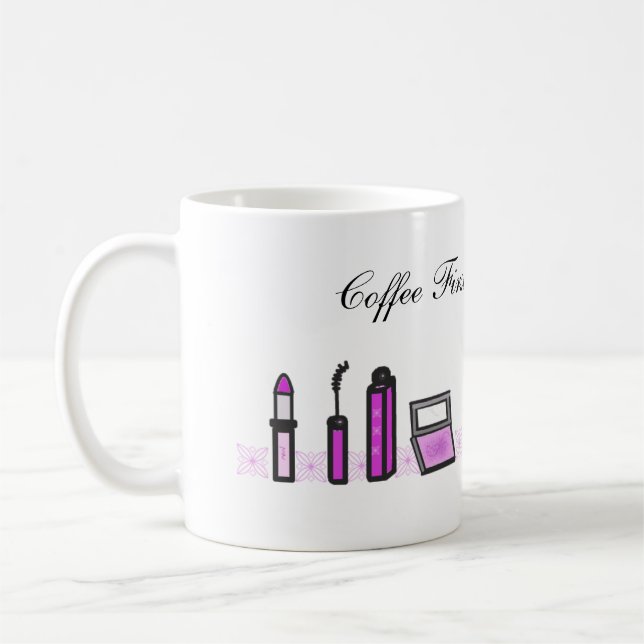 Coffee First Then Lipstick Purple Coffee Mug (Left)