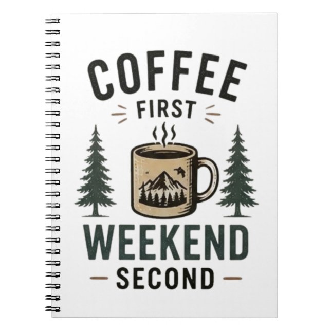 Coffee First Weekend Second Funny Relax Lifestyle  Notebook (Front)