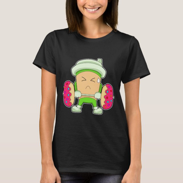 Coffee Fitness Dumbbell Sports T-Shirt (Front)